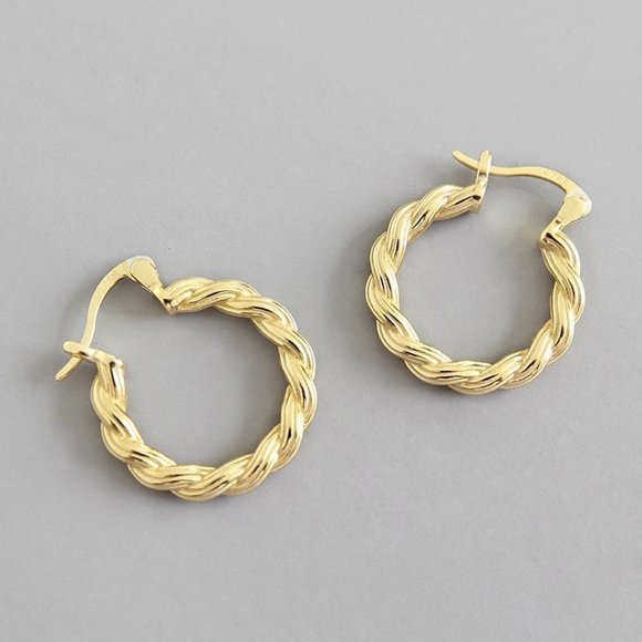 #NEW 925 Sterling Silver Round Braided Hoop Earrings - Picture 5 of 6
